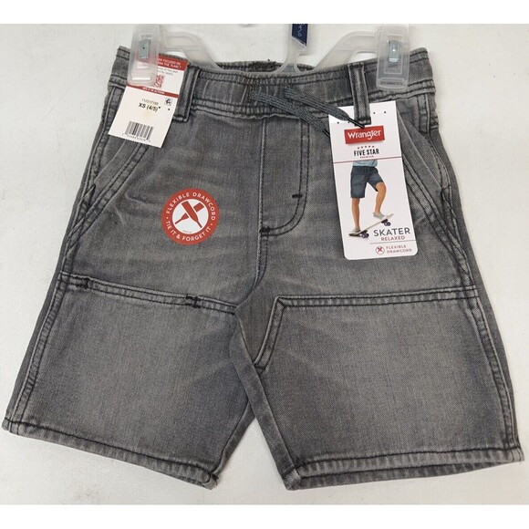 Wrangler Boys Relaxed adjustable fit Jean Shorts Size XS (4/5) Gray Kids NEW - Picture 1 of 4
